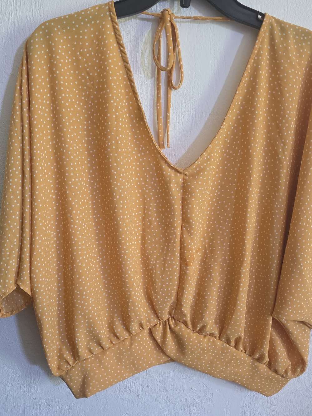 Charlotte Russe Mustard Yellow Polka Dot Crop Blouse Top